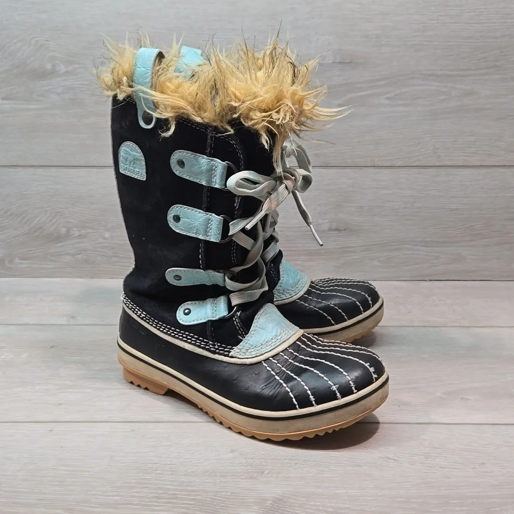 Sorel Kids Youth Tofino Tall Leather Duck Boots shoes sz 2